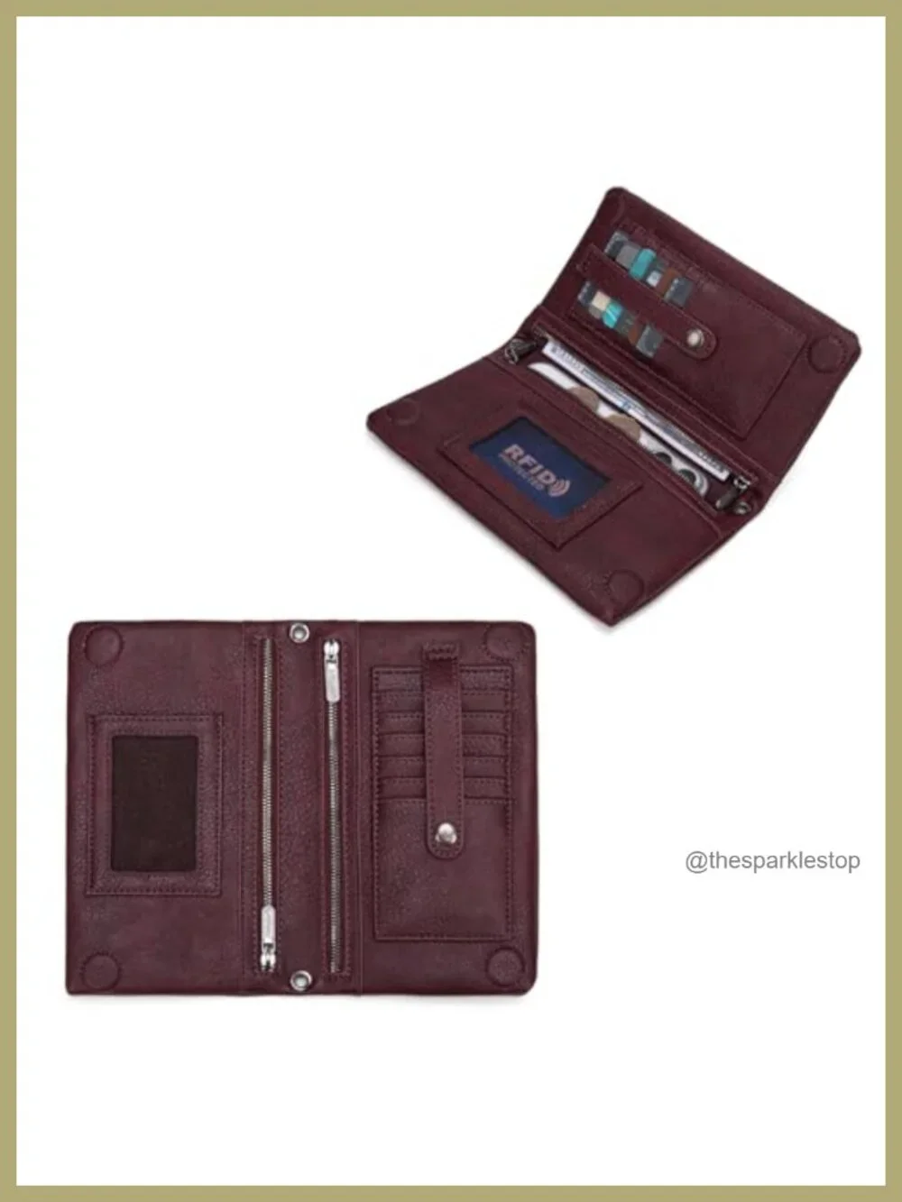 Wristlet Wallet RFID Blocking Bifold Clutch Credit Card Holder with Crossbody